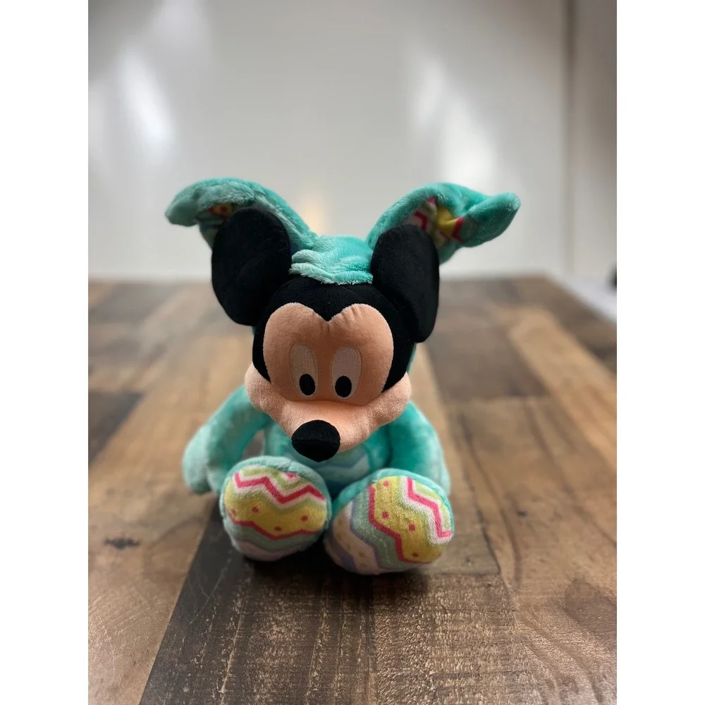 Disney Store Mickey Mouse Easter Bunny Plush Teal Chevron Egg Costume StuffedToy